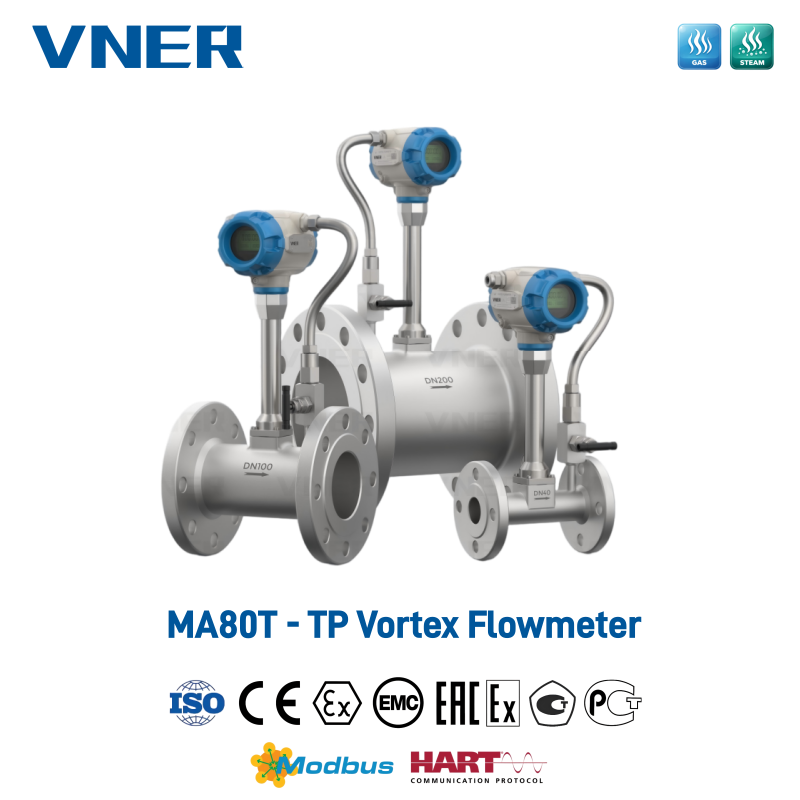MA80T-TP Siri Suhu/Pampasan Tekanan Vortex Flowmeter